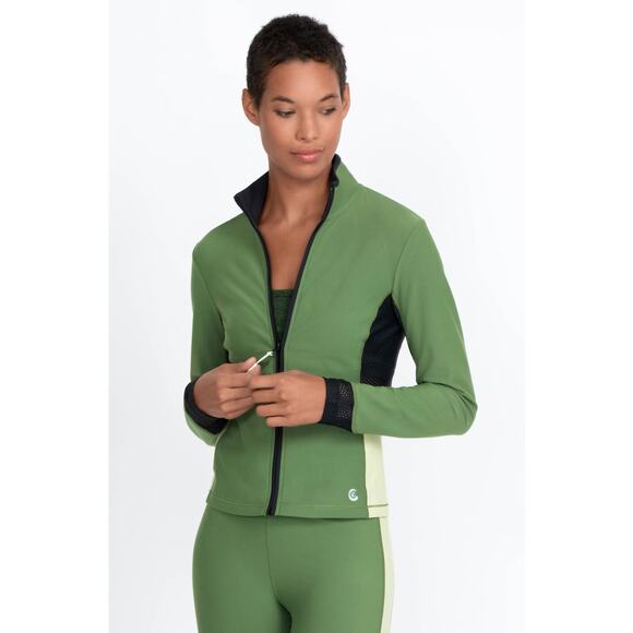 Johnny Was Jackets & Blazers - NWT Johnny Was Calme Endurance Mesh Zip Jacket Size XL Green Athletic Activewear